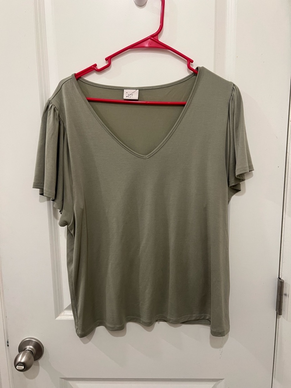 a new day Olive Green V-Neck Flutter Sleeve Tee